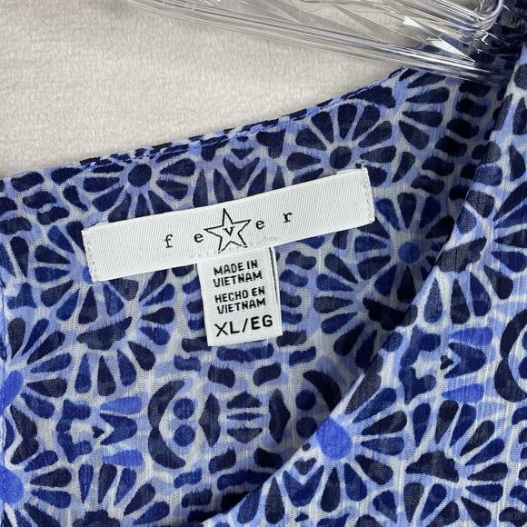 Fever Blouse Womens XL Blue Geometric Sleeveless Asymmetrical Layered Colorful - Picture 5 of 9